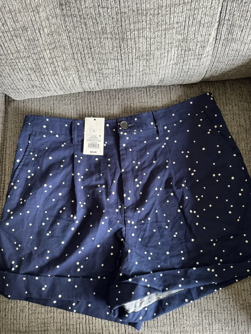 Women’s Navy Blue Dot Print Cotton Shorts